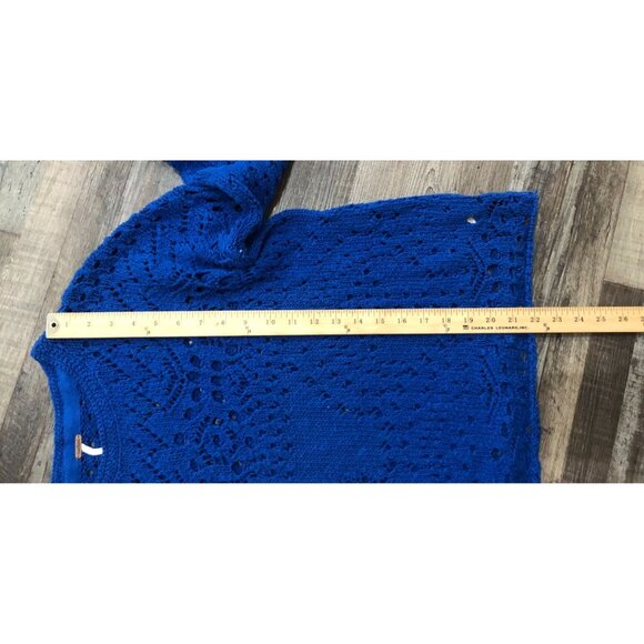Free People Traveling Lace Sweater XS Blue Long Sleeve Cotton - Picture 6 of 6